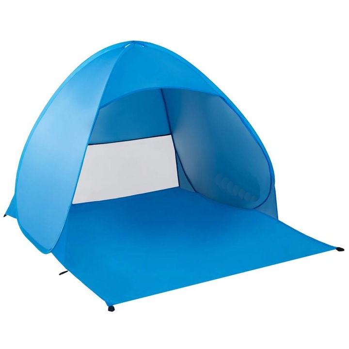 Саморазгъваща се плажна палатка POP-UP с вентилационна мрежа и UV защита, 160x140x115 см, синя