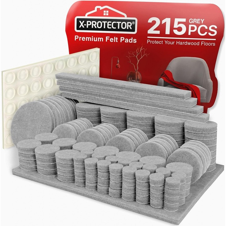 Set de 215 protectii pentru mobilier X-Protector, pasla, gri
