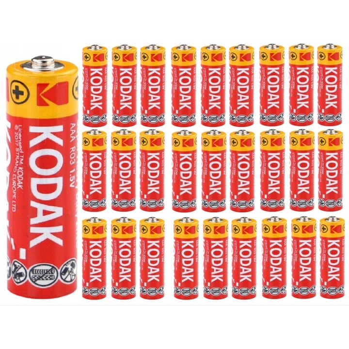 Baterie AA Kodak, set 60 bucati, 1.5V, zinc-carbon, R6