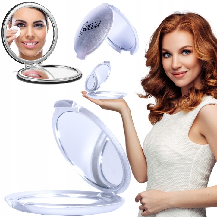 Джобно огледало, Bocca Beauty, 3x увеличение, компактно, водоустойчива конструкция, двойно огледало, 7,5 см, многоцветно