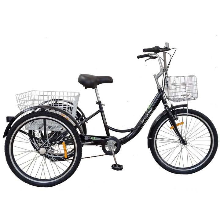 Tricicleta adulti 24" BR CYCLES Pro2008-VB, cadru otel 16", frane V-Brake/tambur, 7 viteze, negru