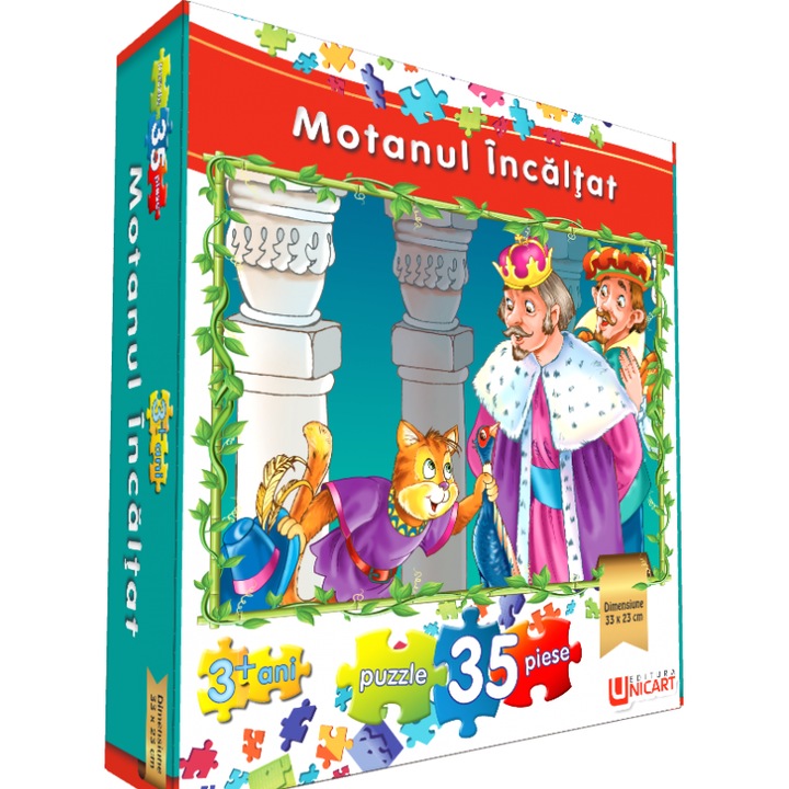 Puzzle UNICART Motanul Incaltat 35 piese, educativ, 33x23 cm