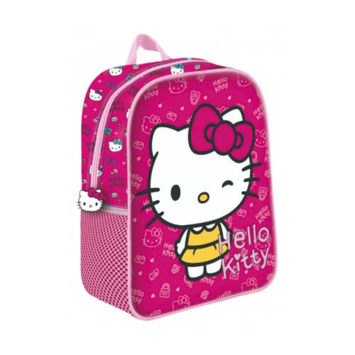 Ghiozdan 3D Hello Kitty My Style, roz, 30x24x12 cm, bretele ajustabile