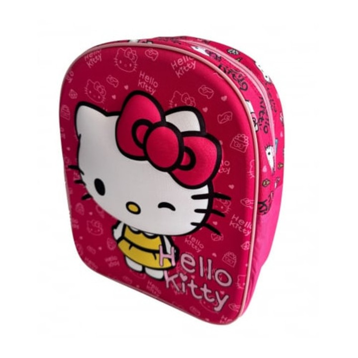 3D iskolatáska, 30x24x12 cm, többszínű, állítható és párnázott pántokkal, My Style, Hello Kitty