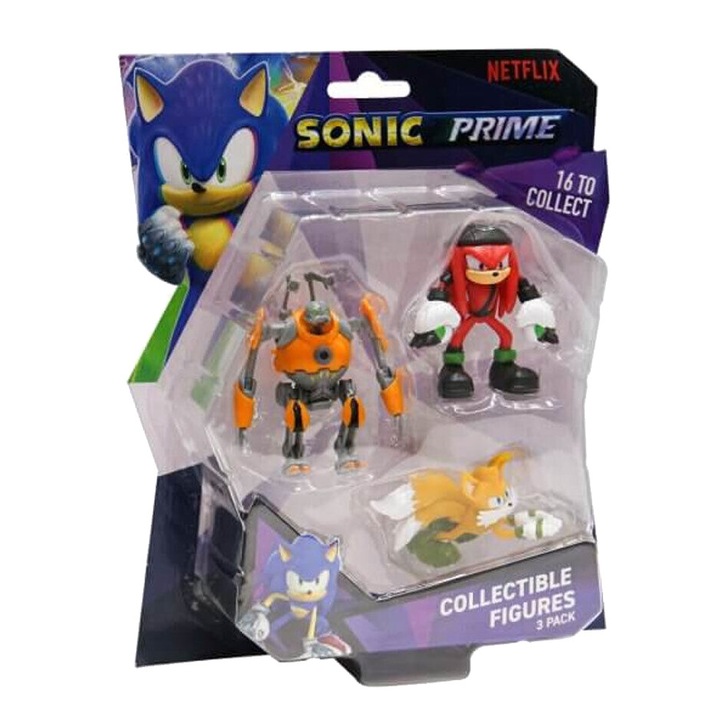 Set figurine Sonic The Hedgehog Sonic Prime 6.5cm multicolor, 3 piese, Random