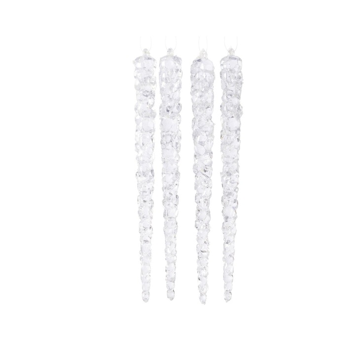 Set 4 globuri brad model turture fosforescent, 15 cm, transparent