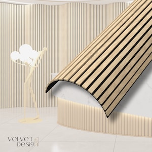 Riflaj decorativ Flexenza, panou acustic flexibil din lamele MDF cu furnir natural si fetru PET, culoare Stejar Royal, 2400 x 600 x 14 mm, 1.44 mp suprafata acoperita, atenuare zgomot 80% (NRC 0.8), Velvet Design