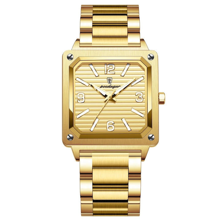 Poedagar kvarc férfi karóra, acél szíj, kék-ezüst, hétköznapi és divatos