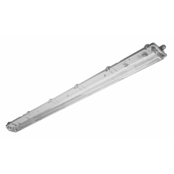 Zárt test LED-csövekhez 2x120cm, G13, AC220-240V, 50/60Hz, IP65, ABS/PS, csőellátás 1 egyvég