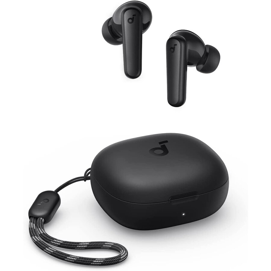 Casti TWS Anker R50i, tip butoni, utilizare multimedia, Bluetooth 5.3, 2 x mic, durata baterie pana la 30 ore, IPX5, negru
