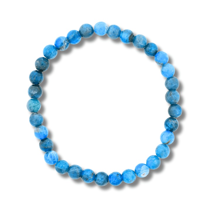 Brățară elastică din apatit albastru, 6mm, 15x17cm
