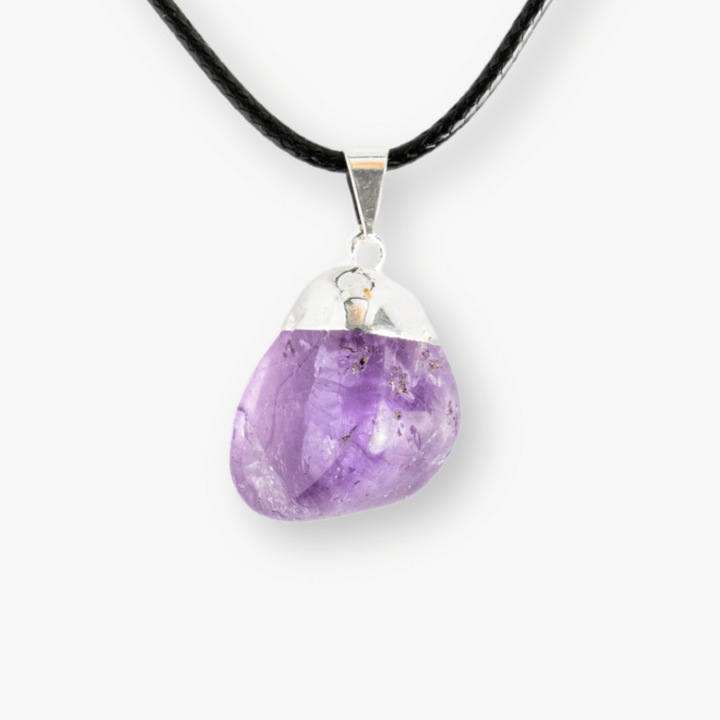 CraftMystic nyaklánc természetes ametiszt kővel, 50-55cm, sárgaréz