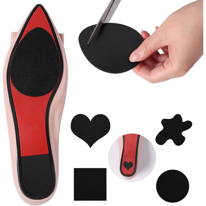 Подплънки за обувки, Неплъзгащи се, Самозалепващи се, Всички видове обувки, Защитават подметките, Повишено сцепление, Лесно приложение, Черни