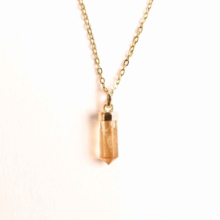 CraftMystic nyaklánc természetes citrinnel, 925 ezüsttel és 18 karátos arannyal bevonva, 40cm, 15mm, pozitív energia