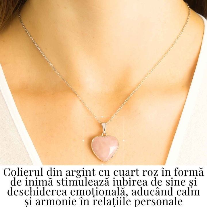 Simbolul Iubirii Pure – Colier Inima Cuart Roz din Argint 925 - eMAG.ro