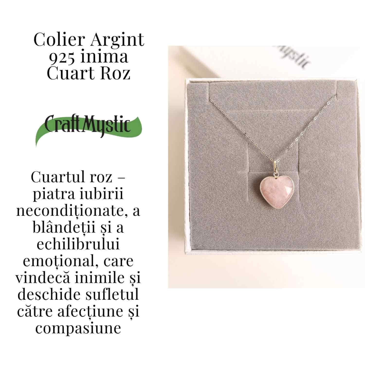 Simbolul Iubirii Pure – Colier Inima Cuart Roz din Argint 925 - eMAG.ro