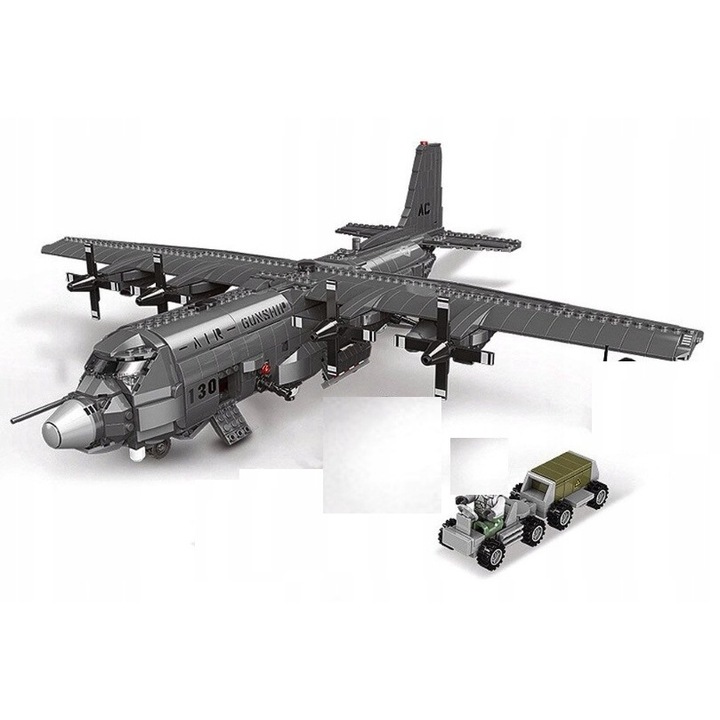 Set de construcție, Pan i Pani Gadżet, Avion militar, 1713 blocuri, 55,5x64,5x20cm