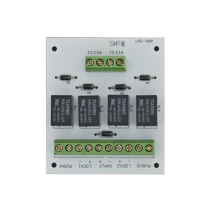 Elektronikus modul két ajtóhoz, biztonsági zárakkal, felügyelettel vagy gombbal