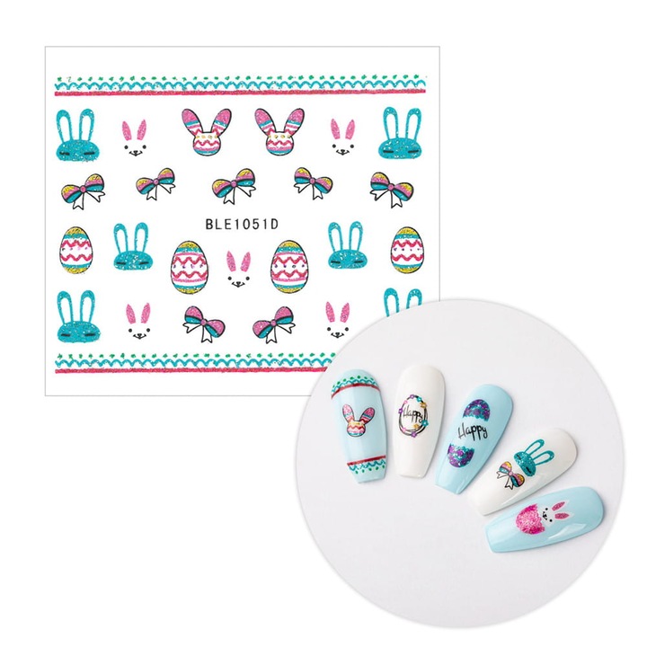 Autocolante 3D Allepaznokcie pentru unghii cu sclipici autoadeziv, model Paste