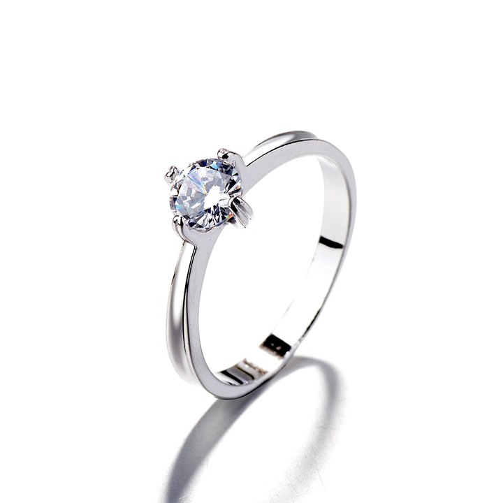 Inel argint 925, JW1388, model elegant cu piatra, placat cu rodiu (Marime: 5)