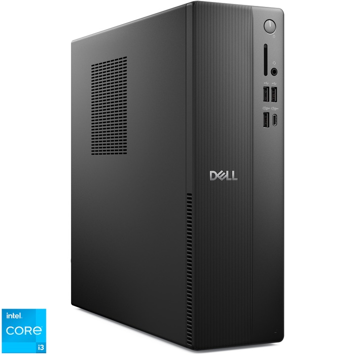 Sistem Desktop PC Dell Slim D9 ECS1250 cu procesor Intel® Core™ i3-14100 pana la 4.7GHz, 8GB DDR5 RAM, 512GB SSD, Intel UHD Graphics, Windows 11 Pro, Black