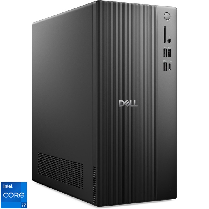 Настолен компютър Dell Tower ECT1250, Intel® Core™ i7-14700 до 5.4GHz, 16GB DDR5 RAM, 512GB SSD, Intel® UHD Graphics 770, Ubuntu, Black