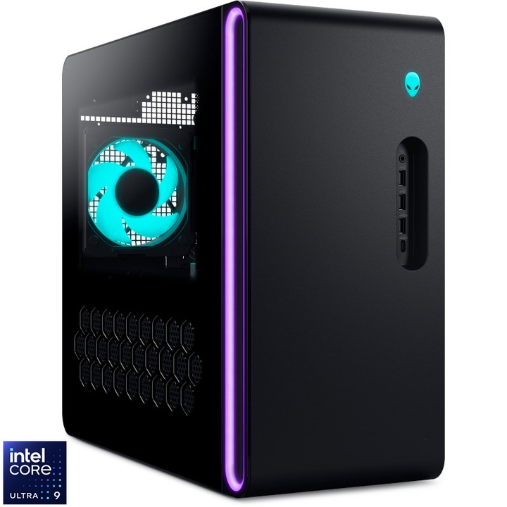 Настолен компютър Gaming Dell Alienware Aurora ACT1250, Intel® Core™ Ultra 9-285K, 64GB DDR5 RAM, 8TB SSD, NVIDIA GeForce RTX 5080 16GB GDDR7, Windows 11 Pro, Black
