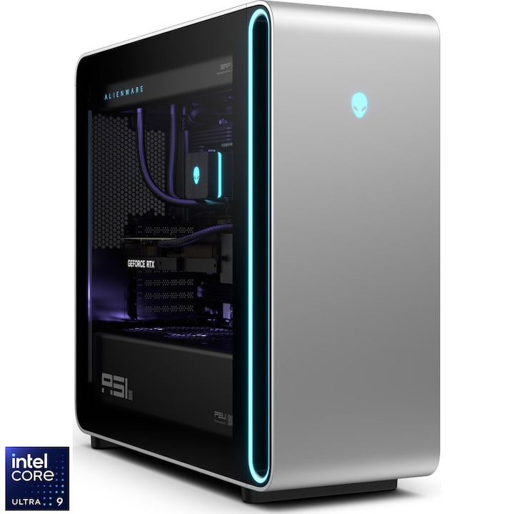 Настолен компютър Gaming Dell Alienware Area 51 AAT2250, Intel® Core™ Ultra 9-285K, 64GB DDR5 RAM, 8TB SSD, NVIDIA GeForce RTX 5080 16GB GDDR7, Windows 11 Pro, Silver