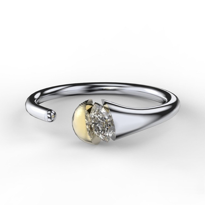 Inel reglabil argint 925, JW1571, model elegant, placat cu rodiu (Marime: 6)