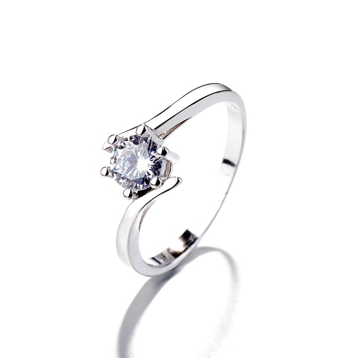 Сребърен пръстен 925, JW1390, елегантен модел с камък, родийно покритие (Размер: 6)