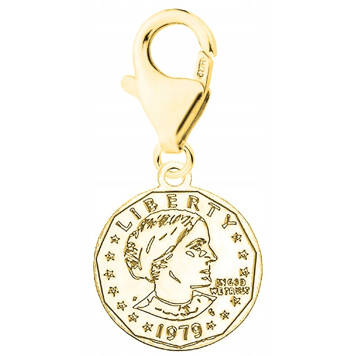 Medal, Larezo, Csillag karabinerrel, Kozmikus medal, 925 ezust ekszer, aranyozott kiegeszito, Aranyszín, 0.6 CM