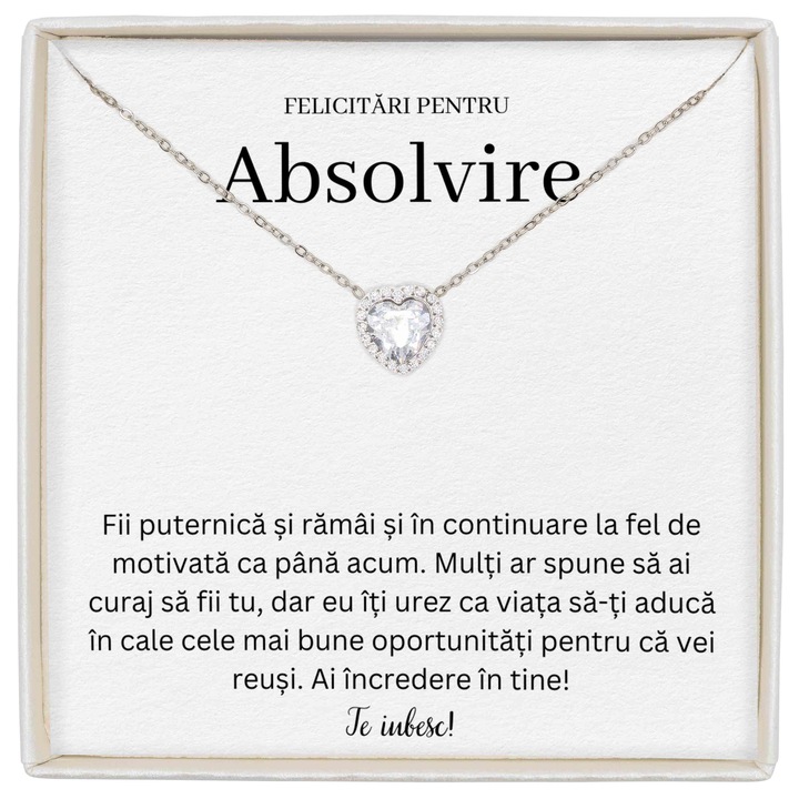 Cadou Pentu Absolvire, Colier Forever Yours, Piatra Zirconiu, Mesaj De Iubire Pentru Fiica Ta, Colier Inima