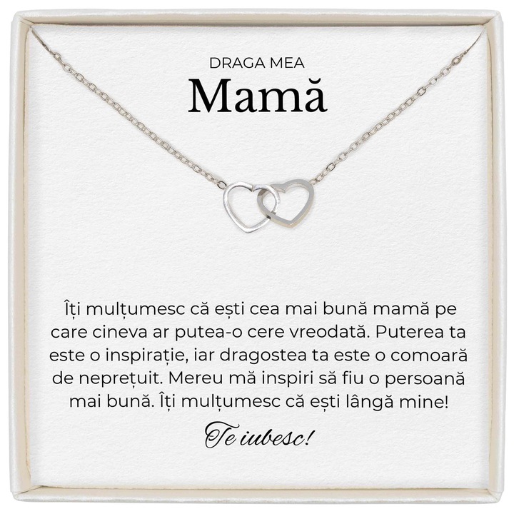 Cadou Pentu Mama, Colier Soulmate Spark, Piatra Zirconiu, Mesaj De Iubire Pentru Mama, Colier Inimi