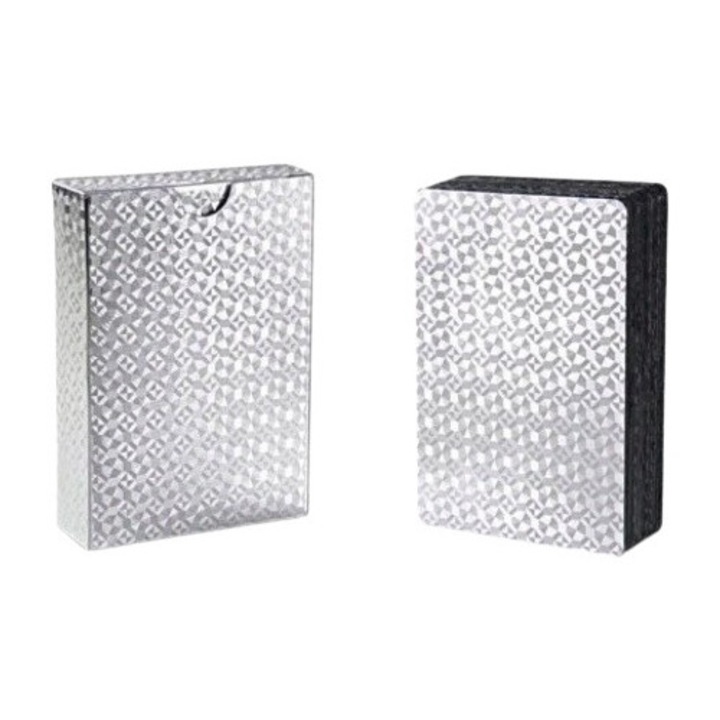 Játékkártyák, ezüst, műanyag, vízálló