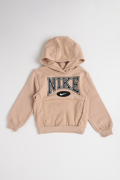 Nike, Худи с памук с принт, Черен/Бежов