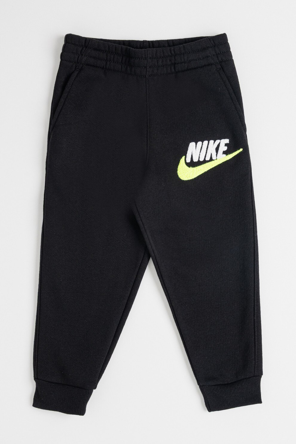 Nike, Pantaloni de trening din amestec de bumbac cu broderie logo, Negru, 98-104 CM