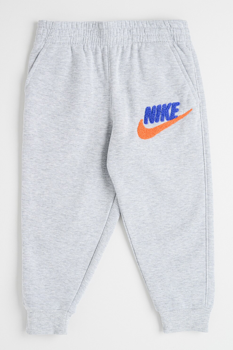 Nike, Pantaloni de trening din amestec de bumbac cu broderie logo, Gri melange, 98-104 CM