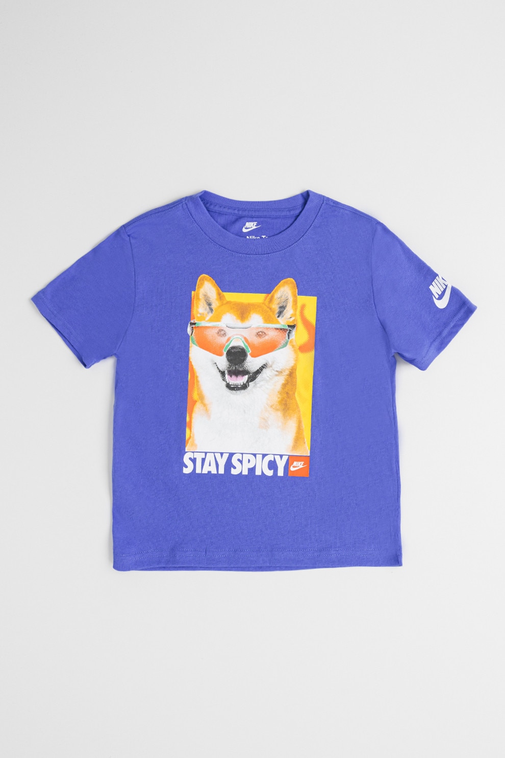 Nike, Tricou din amestec de bumbac cu imprimeu foto, Albastru, 110-116 CM