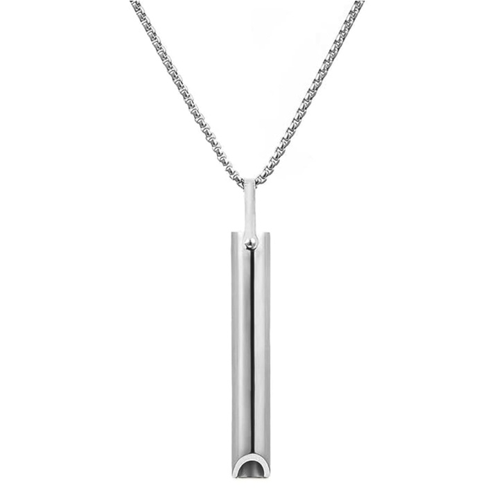 Colier din Otel Inoxidabil Pentru Respiratie Constienta Premium SUPER TRENDS®, Calmarea Anxietatii, Stresului si Atacurilor de Panica, Instrument Pentru Meditatie, Argintiu