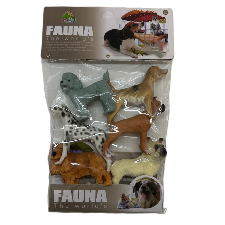 Set 6 catei, GHEMOTOC®, rase digferite, jucarii din plastic 7-9 cm