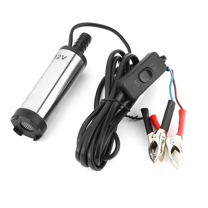 Pompa submersibilă electrică pentru transfer motorină - GOLD MARKET, 12.3x3.4cm, 12L/min, argintie
