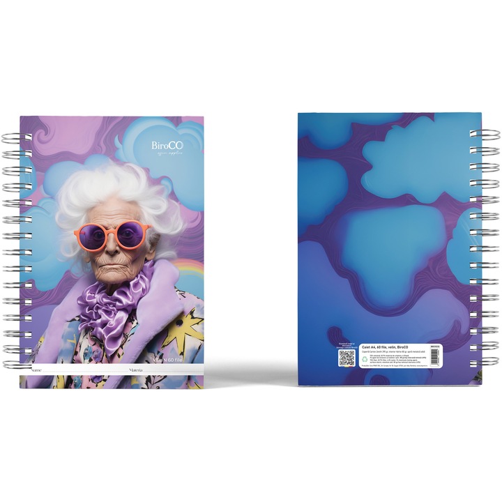 BiroCO A4 spirálfüzet, 60 lap, Pergamenből készült, Old Lady model, 4 db/szett