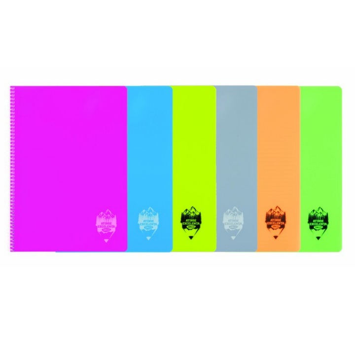 Set 6 Caiete Daco A4 spira, 96 file, 70 g/mp, coperta plastic, Dictando, CT496DR-6BUC