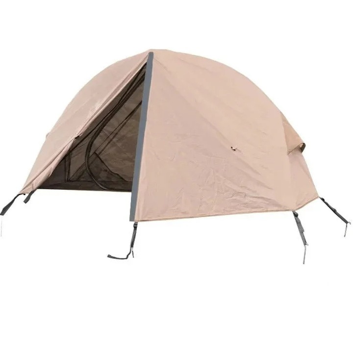 Cort de drumetie, portabil, impermeabil 1500 mm, cadru din aluminiu, strat dublu, maro