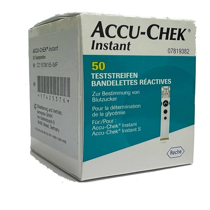 Teste de glicemie Accu-Chek Instant, 50 buc. Bonus 25 ace - eMAG.ro