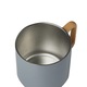 Cana Bremen Rustic Trip, inox, pereti dubli, gri mat la exterior, argintie la interior, maner din lemn, capacitate 350 ml, dimensiuni Ø8, 5 x 8 cm