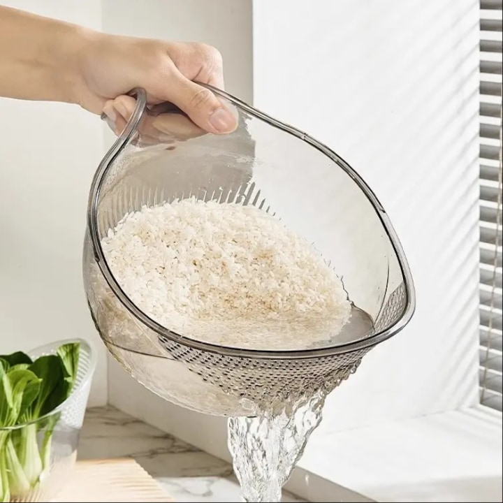Bol cu sita integrata si maner ergonomic, 293x198x130 mm – pentru scurgerea si clatirea alimentelor
