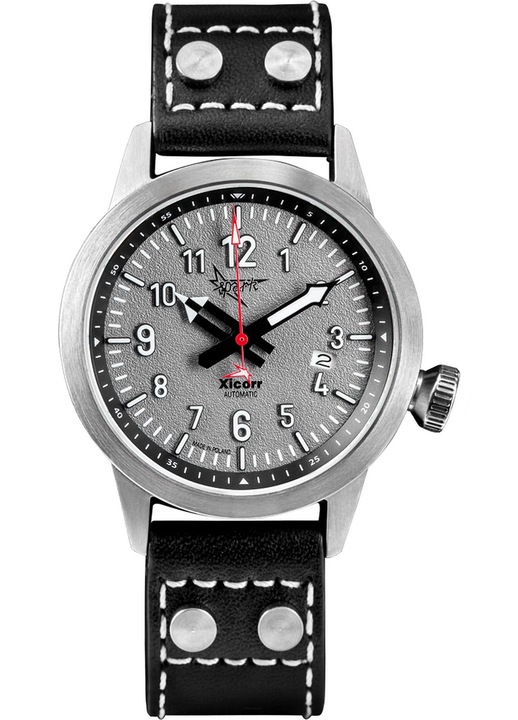 Xicorr karóra szürke automata, Seiko NH35A, 10 ATM, fekete szíj, textil szíj szett