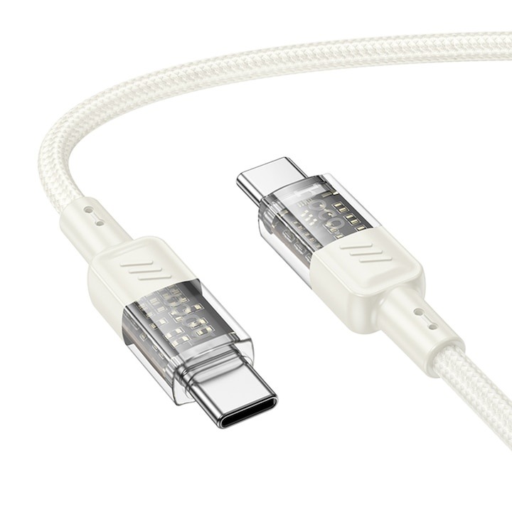 Selani Hoco Premium USB-C - USB Type-C kábel, PD60W, QC3.0, 3A, Crystal, 1.2m, arany