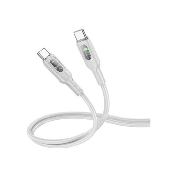 Selani Hoco Premium Type-C - Type-C kábel, PD60W, QC3.0, 3A, LED tápellátás, 1,2m, szürke